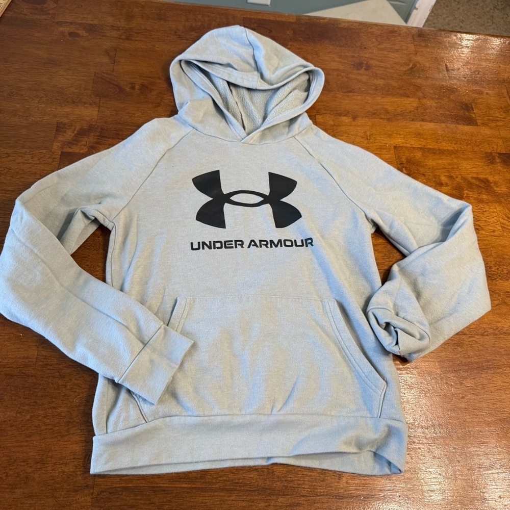 Kids Under Armour Light Gray ColdGear Hoodie size youth large